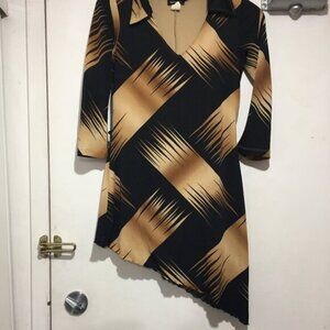 VINTAGE LE CHATEAU ASYMMETRIC PRINT DRESS  BLOUSE SIZE S
